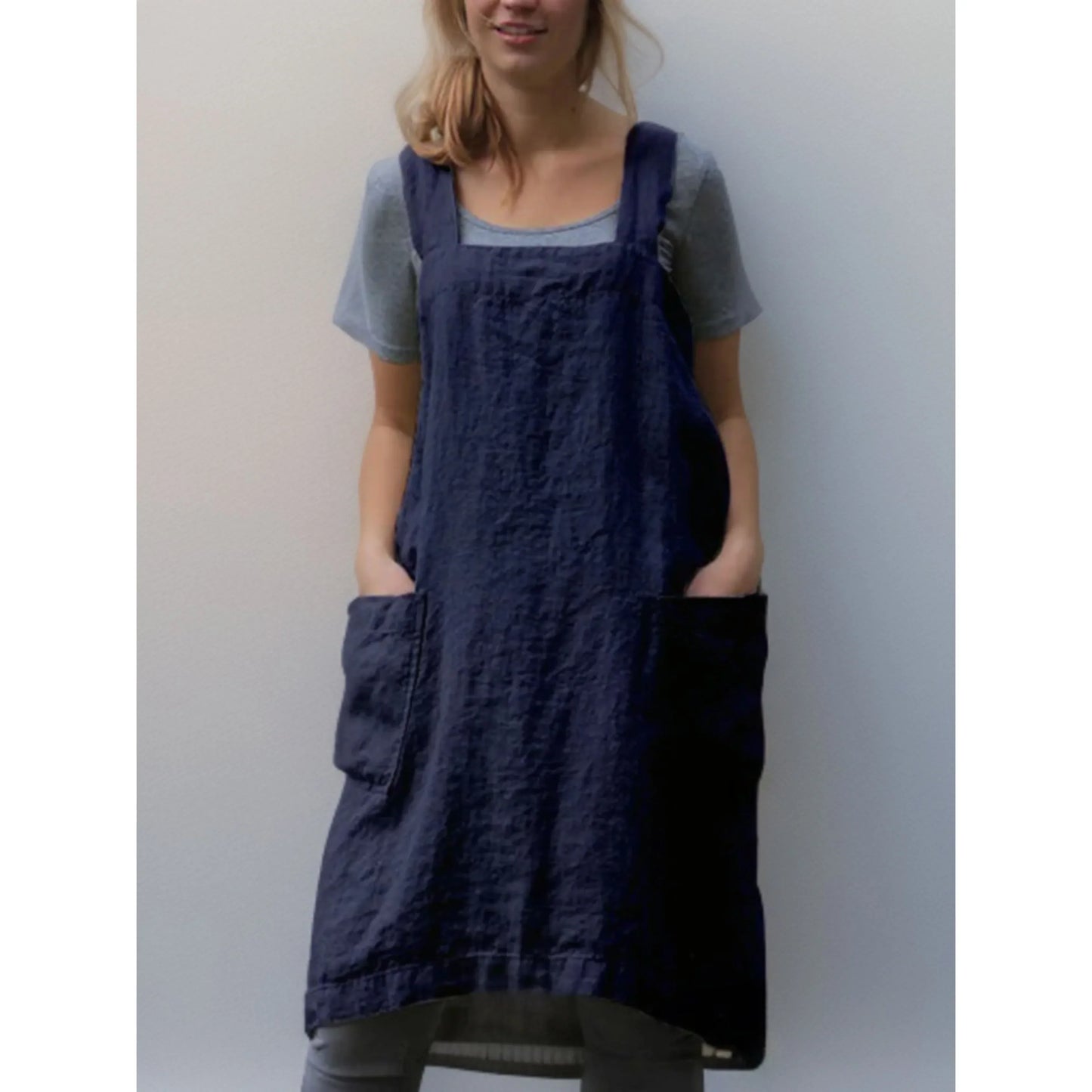 Nova | Damen kleid Trägerkleid Schürzenkleid mit Taschen