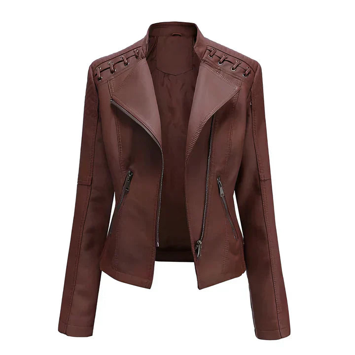 Krohn-e | Pudriges Lederjacke mit Reißverschluss