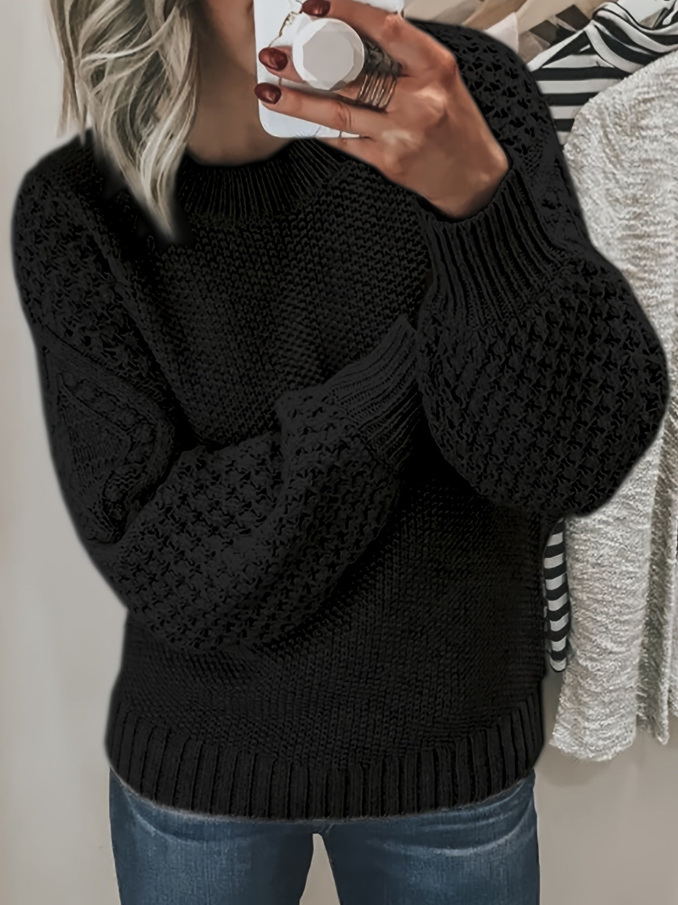 Krohn-e | Strickpullover mit Strukturärmeln Acryl Warm und Bequem