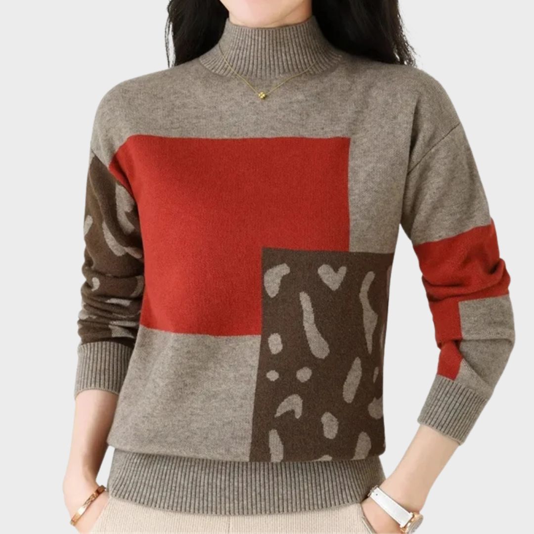 KROHN-E Damen Pullover Rollkragen Weiche Strickware Vielseitig