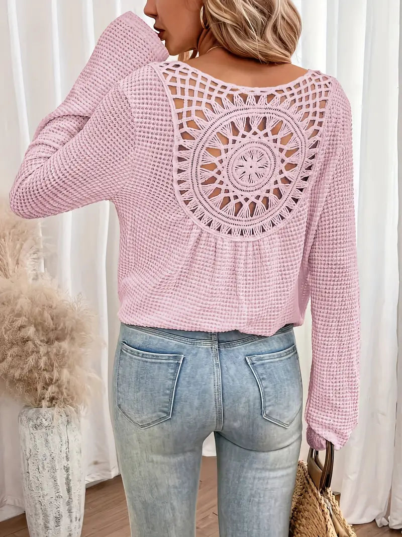 Krohn-e | Trendige Damen Sweater Gehäkelte Trendy, Komfortabel