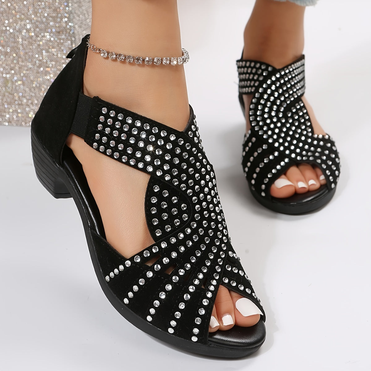 KROHN-E Damen Sandalen verstellbar Schnalle gepolstert