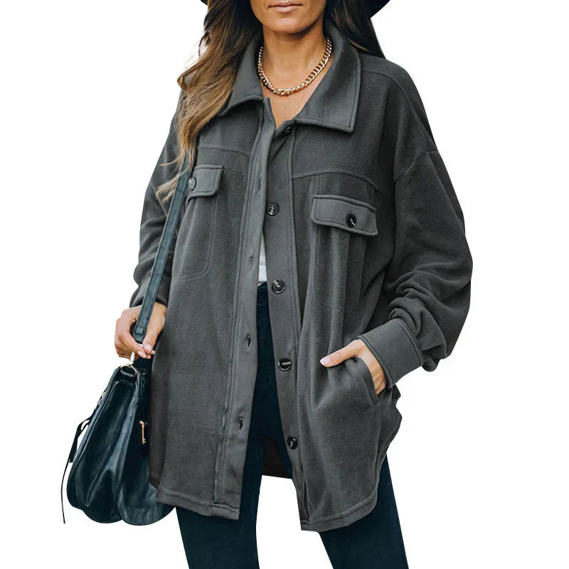 Krohn-e | Fleece-Jacke mit Knöpfen