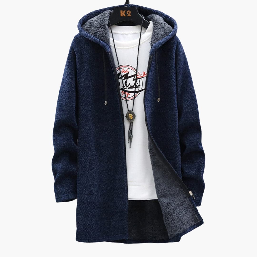 Krohn-e | Lange Kapuzenjacke Weiches Fleecefutter Bequemer Stil