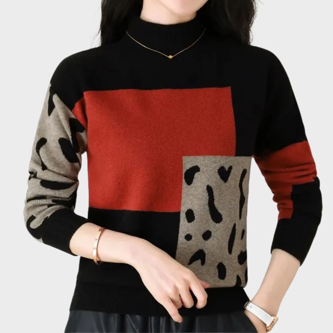 KROHN-E Damen Pullover Rollkragen Weiche Strickware Vielseitig