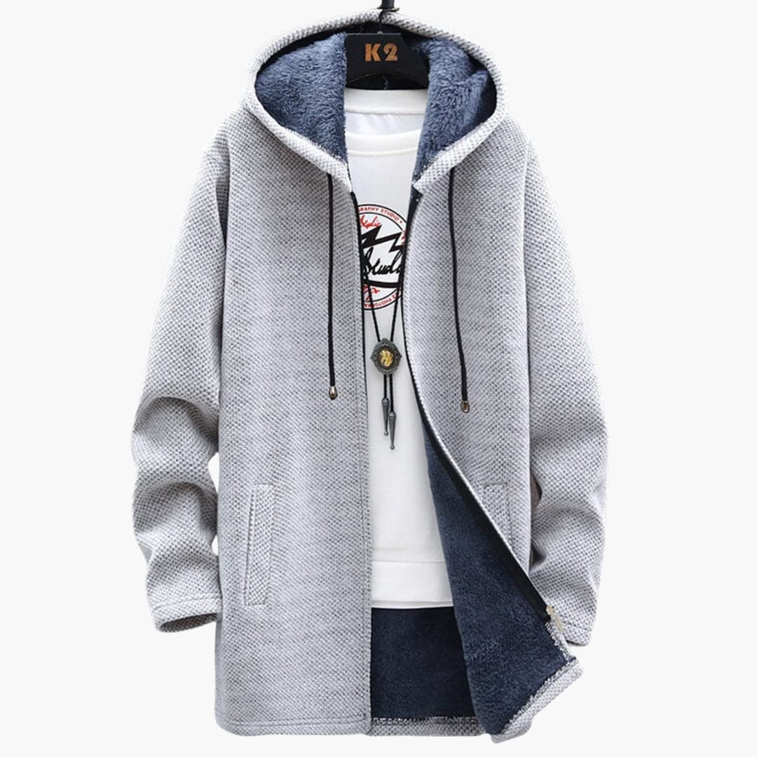 Krohn-e | Lange Kapuzenjacke Weiches Fleecefutter Bequemer Stil