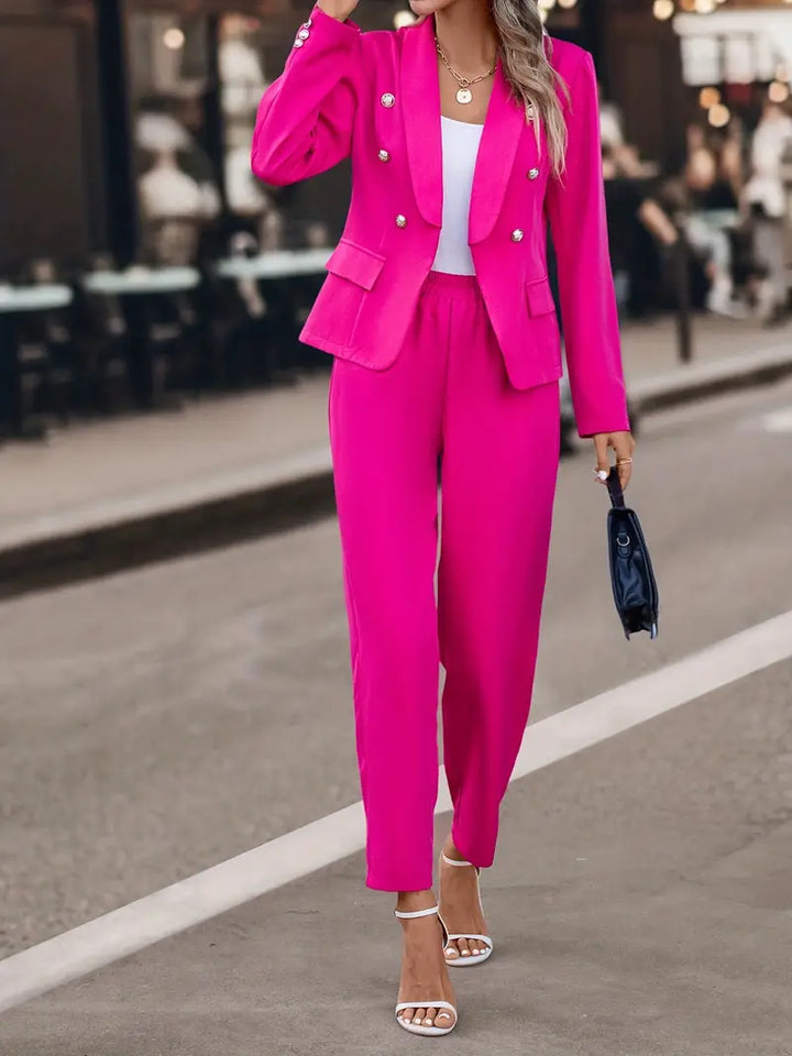 Elegantes Zweiteiliges Anzugset mit Schalkragenblazer und Hose