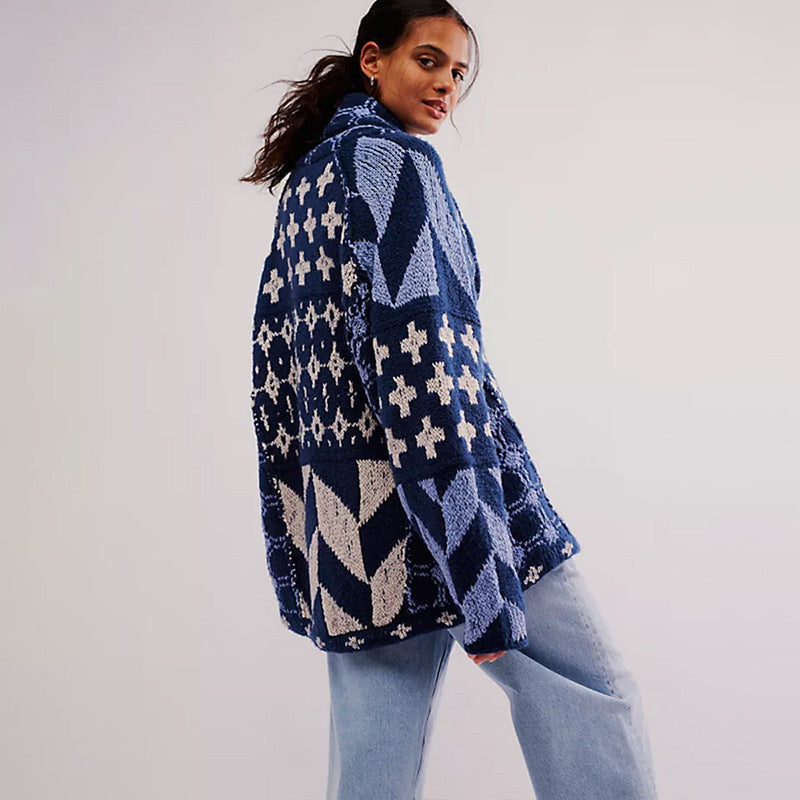 Krohn-e | Weiche Jacke mit Modernen Geometrischen Mustern