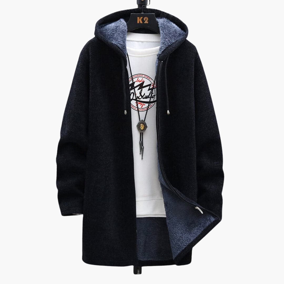 Krohn-e | Lange Kapuzenjacke Weiches Fleecefutter Bequemer Stil