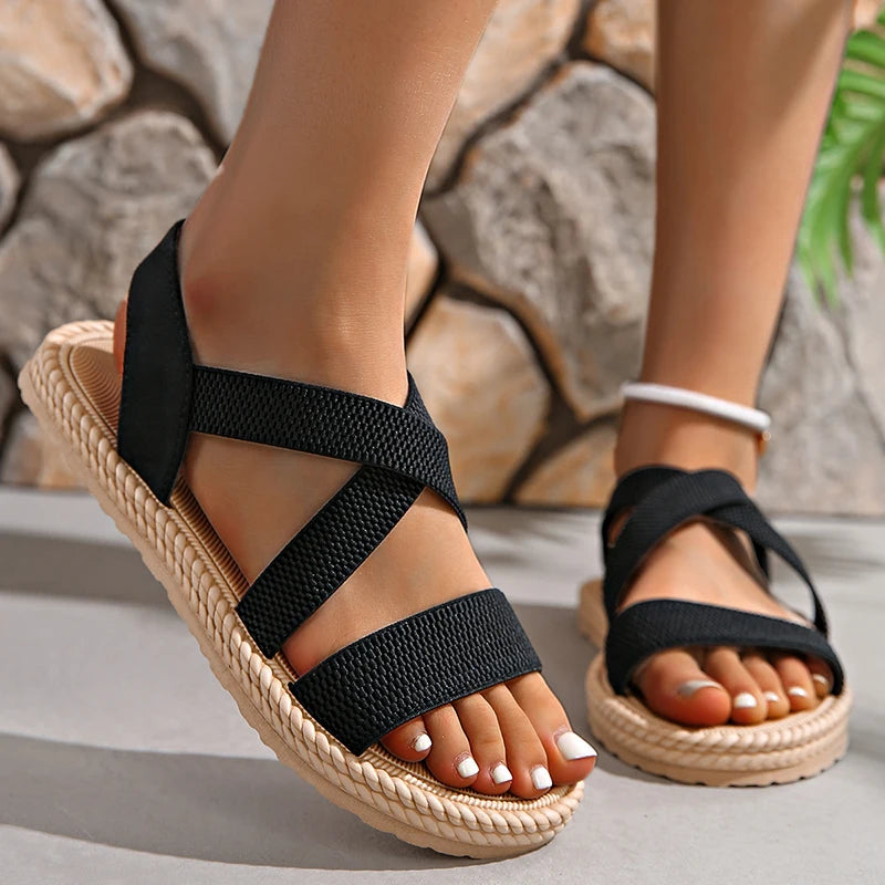 KROHN-E Damen Espadrilles Sandalen geflochten verstellbar atmungsaktiv