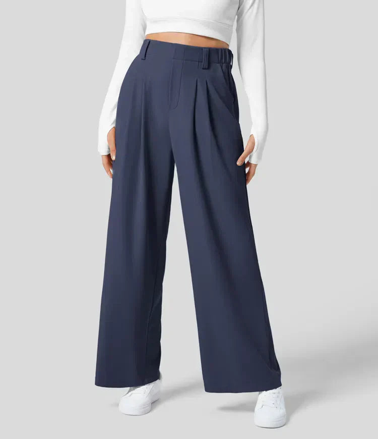 Damen-Waffelhose mit weitem Bein, Modell Lena
