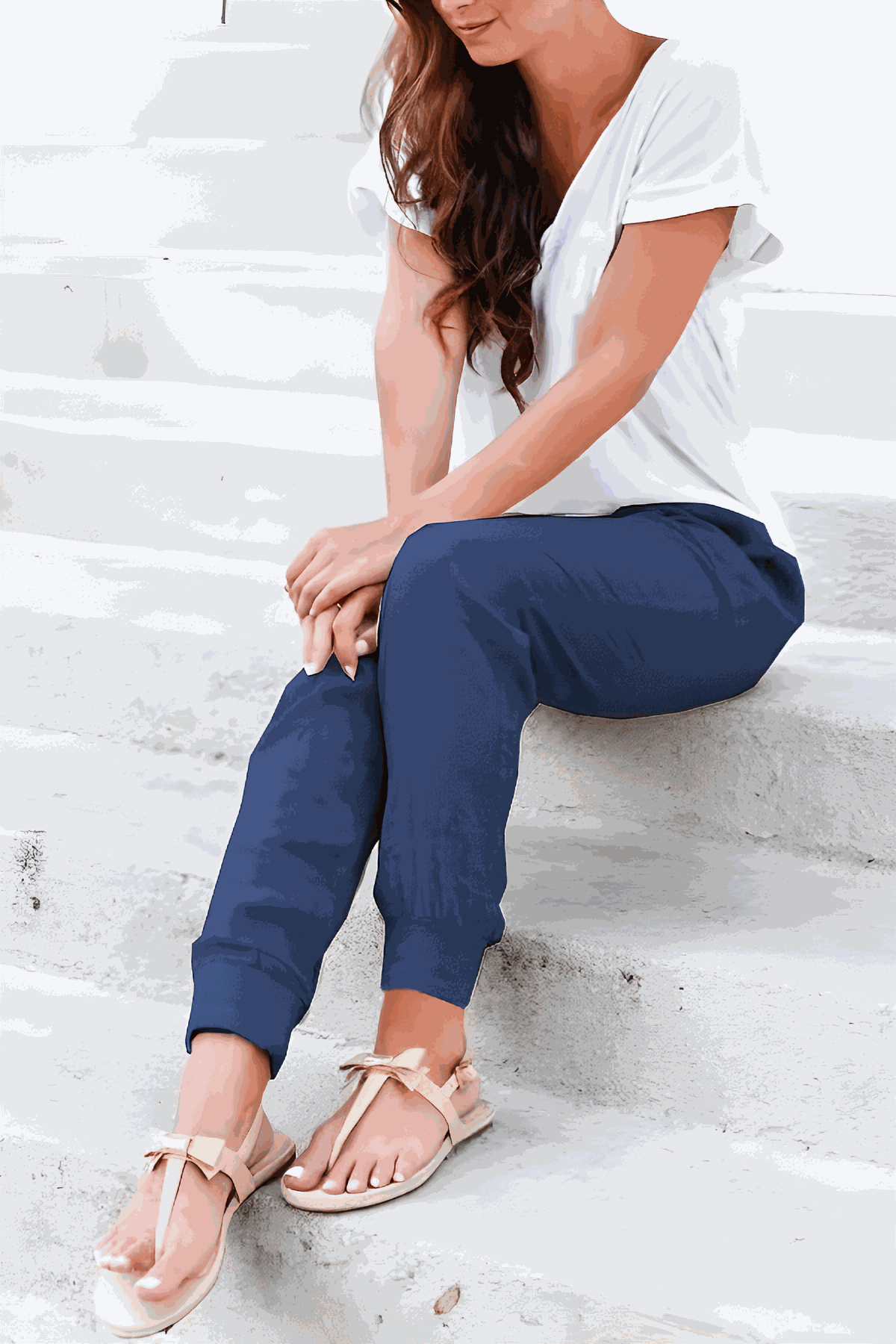 KROHN-E Damen Jogginghose Kordelzug Elastische Bündchen Beige
