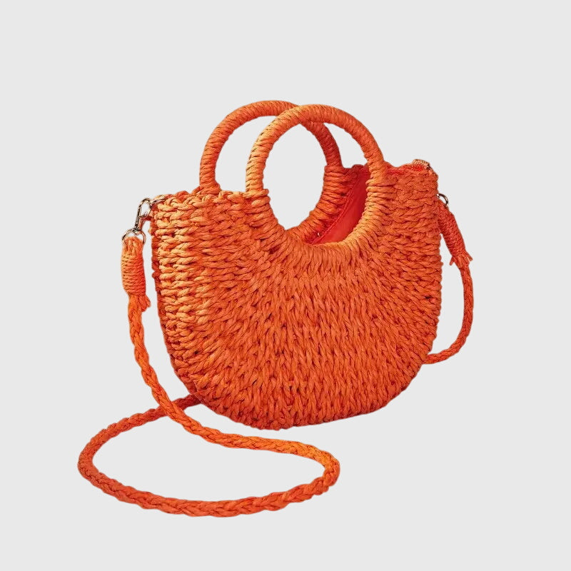 KROHN-E Damen Handtasche Umweltfreundlich Rund-Henkel Geflochten