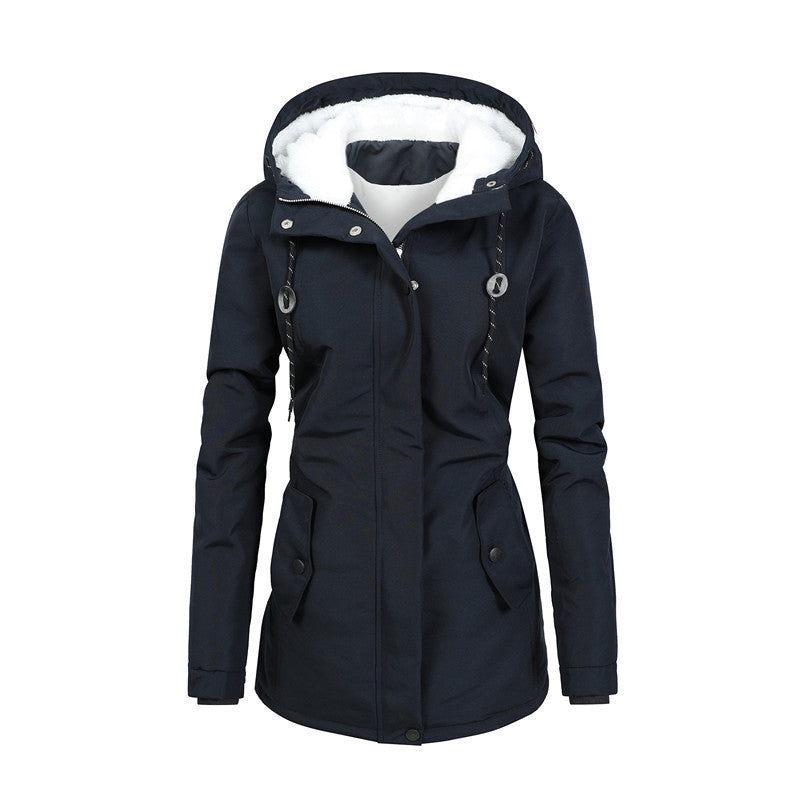 Krohn-e | Damen Fleecejacke mit Kapuze und Kordelzug