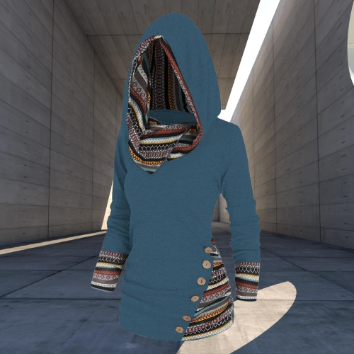 Relaxter Kapuzenpullover im Tribal-Stil