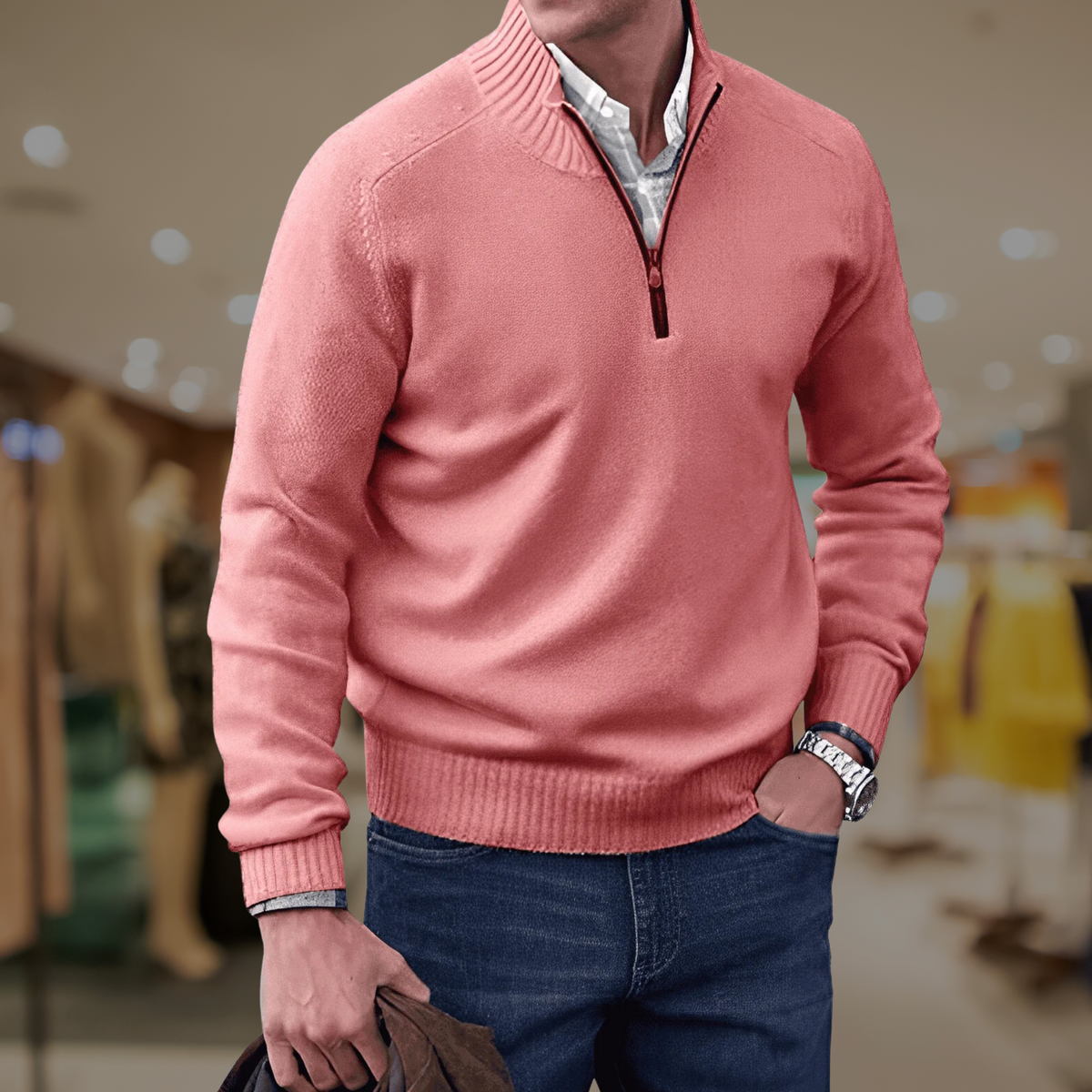 Adrian | Herren Quarter-Zip Pullover Stehkragen