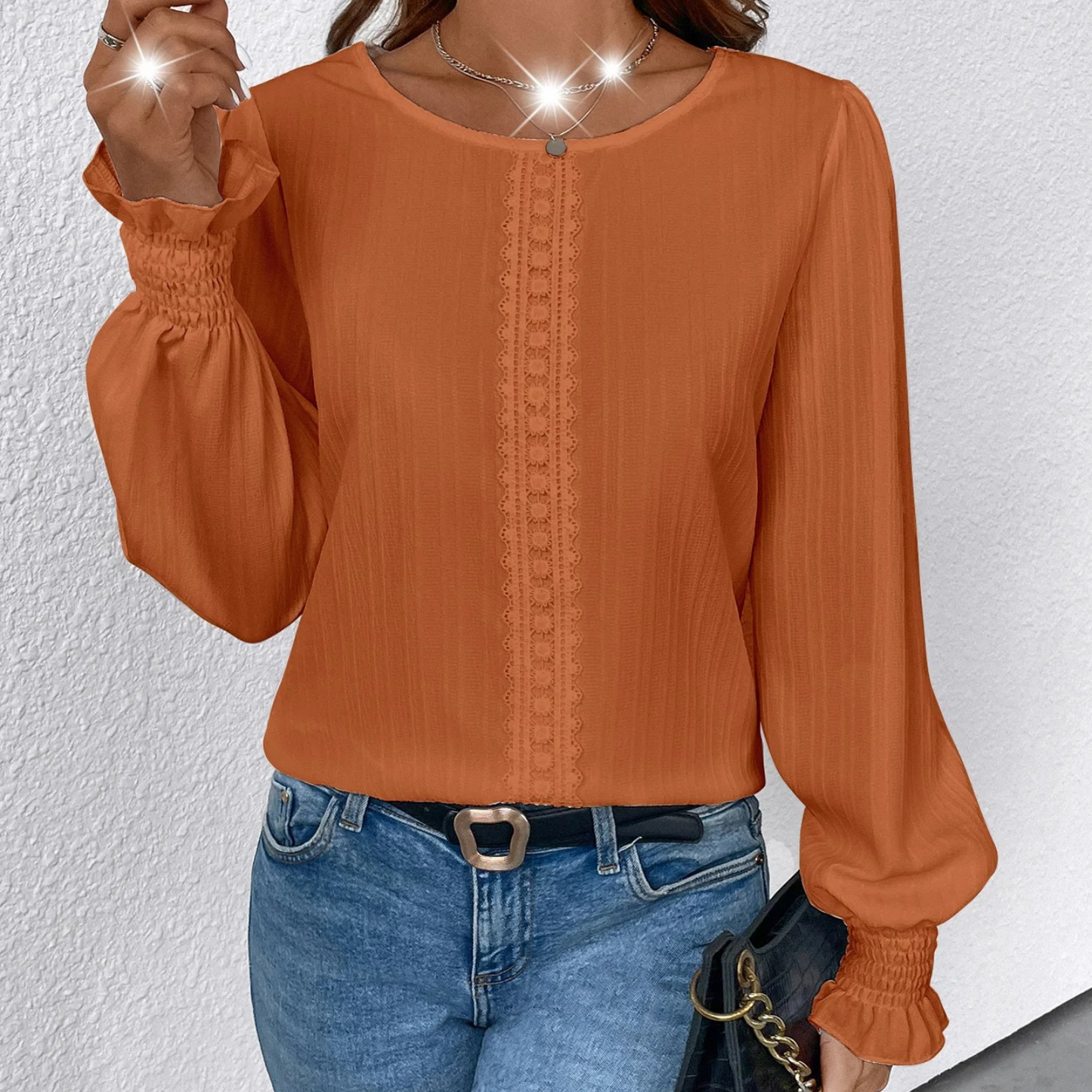 Bluse mit gerafften Ärmelbündchen von Fudus