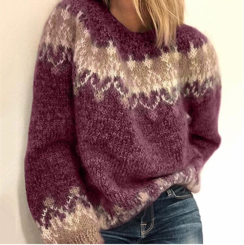Krohn-e | Strickpullover - Weiche Wollmischung - Nordisches Muster - Lässige Passform