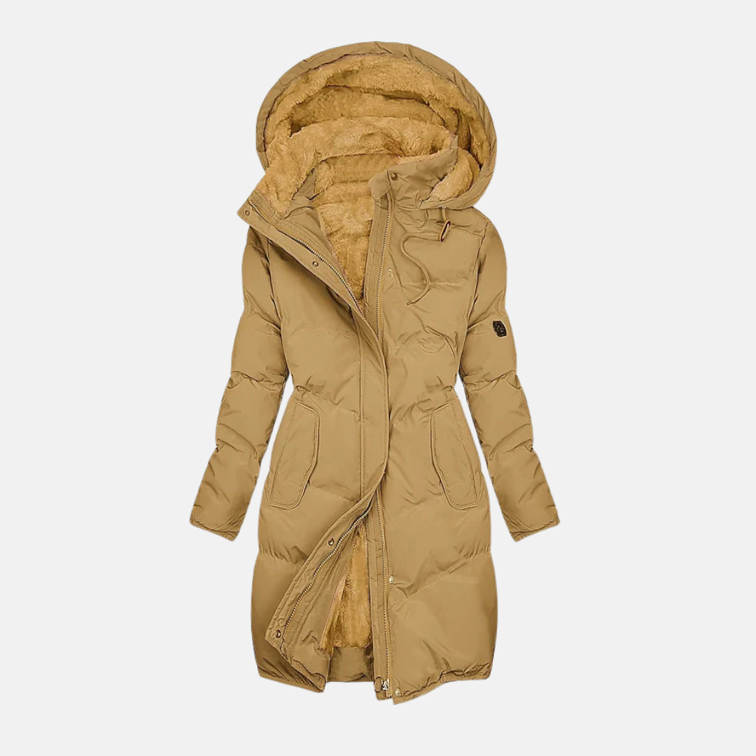 Krohn-e | Lange Pufferjacke - Wasserabweisend - Gefüttert - Verstellbare Taille - Kapuze mit Futter