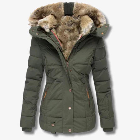 Krohn-e | Winterjacke mit Kapuze und Reißverschluss für Frauen ideal für kalte Tage