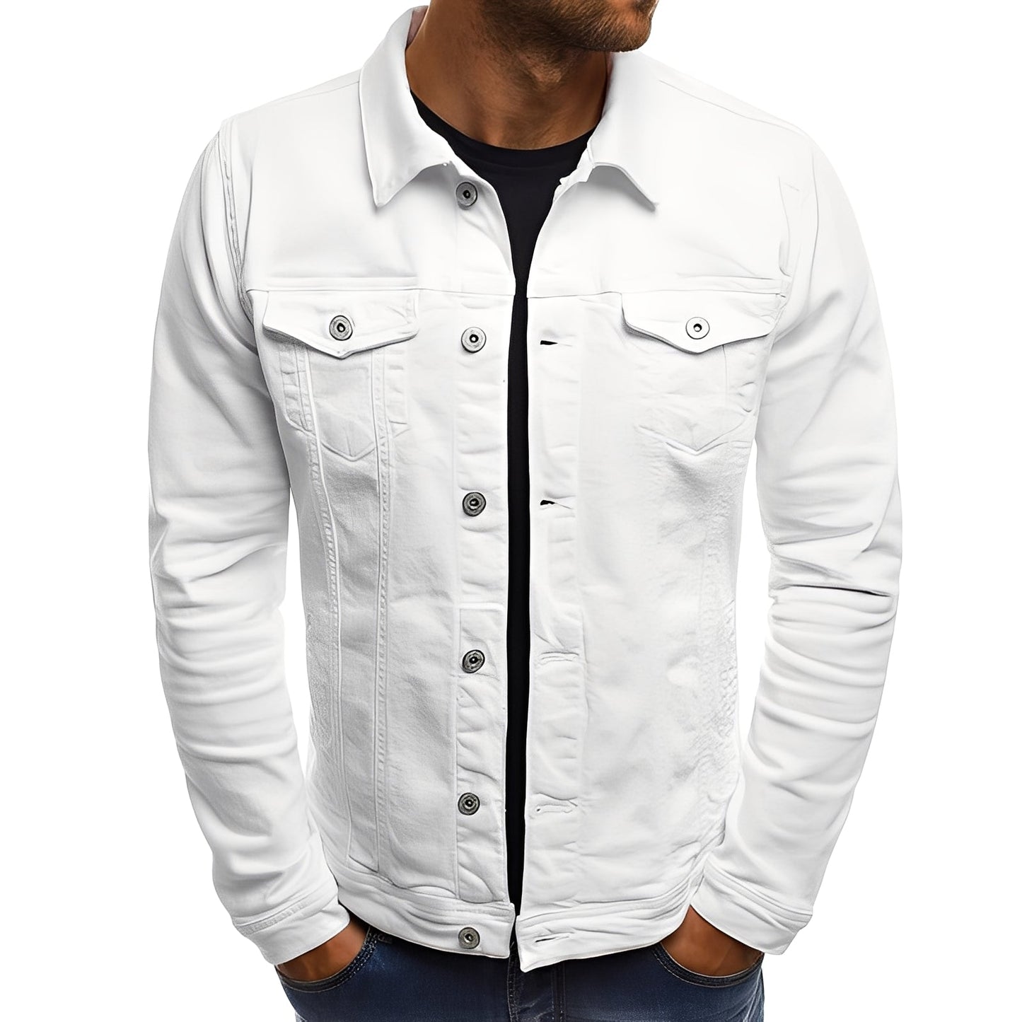 Krohn-e | Stylische Denimjacke mit Taschen für Männer