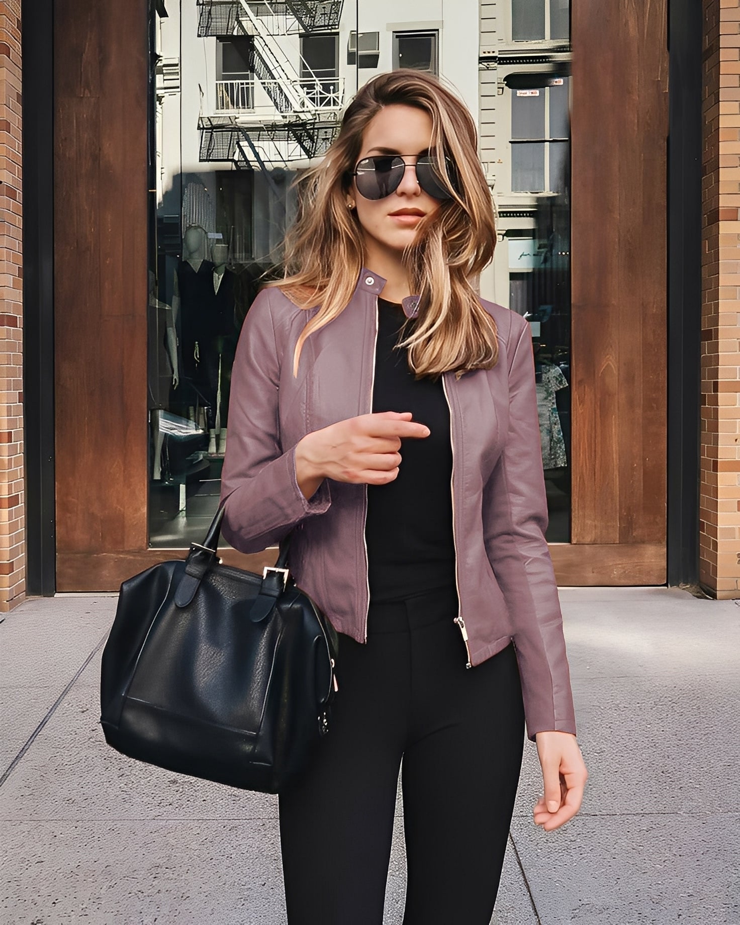 Krohn-e | Stylische, Slim-Fit Lederjacke für Damen