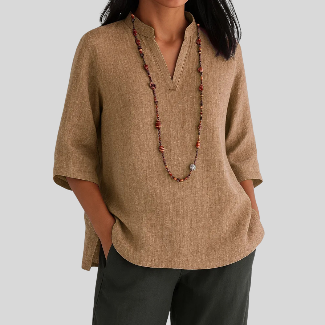 KROHN-E Damen Bluse Relaxed Fit Hellgrün Leicht