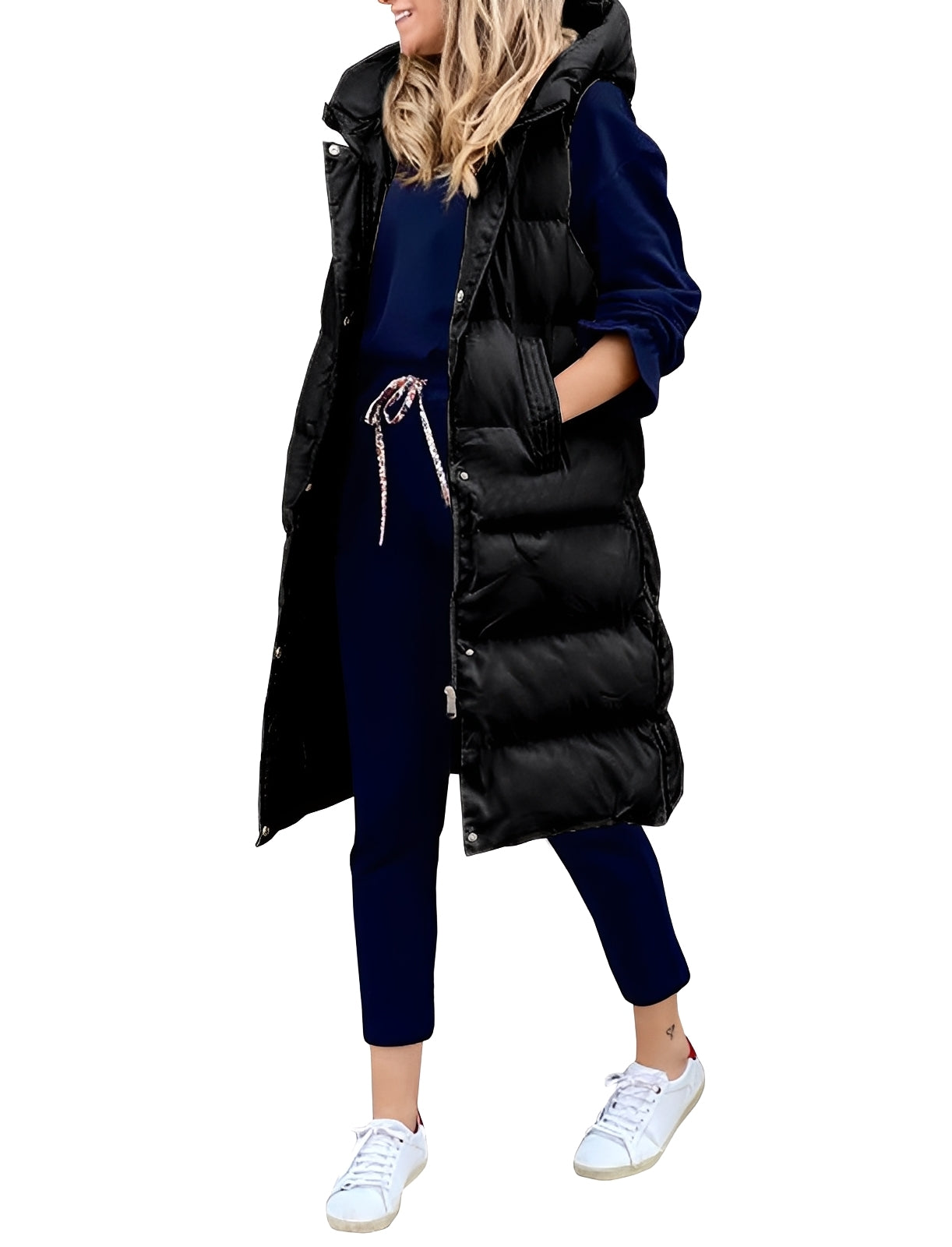 Krohn-e | Stylischer, Ärmelloser, Langer Weste-Mantel für Damen