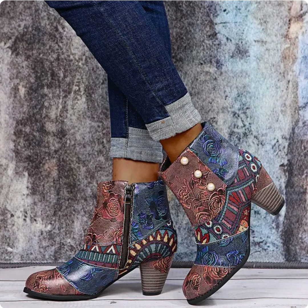 Krohn-e | High-Heel Stiefeletten für Damen mit Reißverschluss