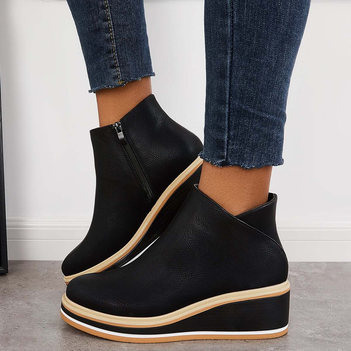 Krohn-e | Stiefeletten mit Reißverschluss und Plateau