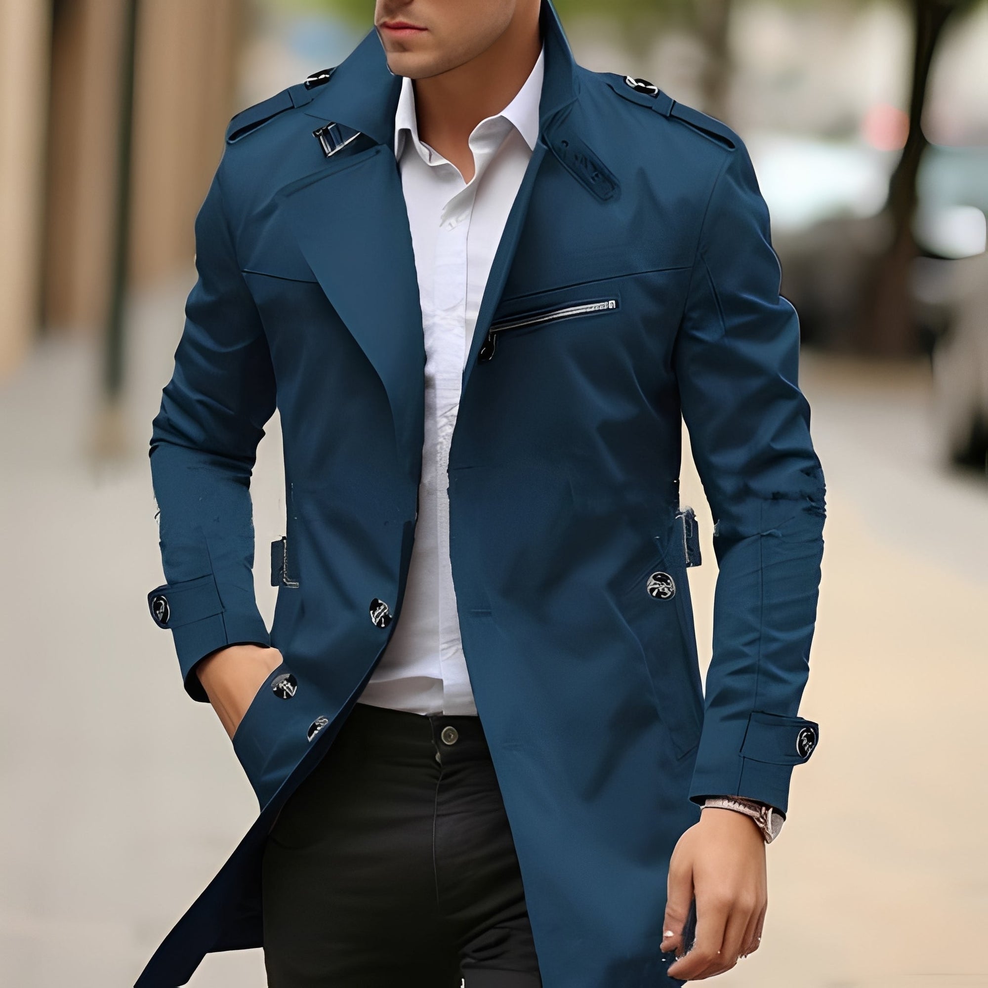 Krohn-e | Eleganter Trenchcoat mit umgekehrtem Kragen für Männer