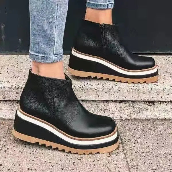 Krohn-e | Lederstiefel mit Seitlichem Reißverschluss