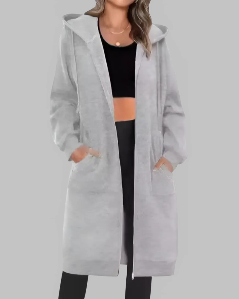 Krohn-e | Lässige Zip-Up Übergroße Lange Jacke