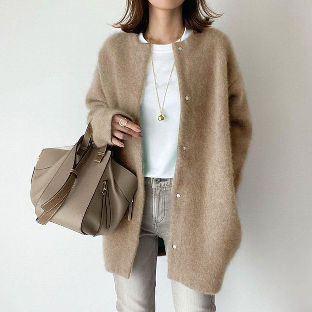 Krohn-e | Minimalistischer Cardigan Kaschmir-mischung Einfach, Elegant