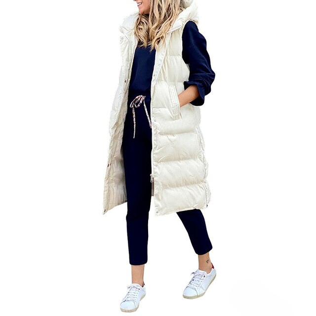 Krohn-e | Damen Langer Ärmelloser Wintermantel