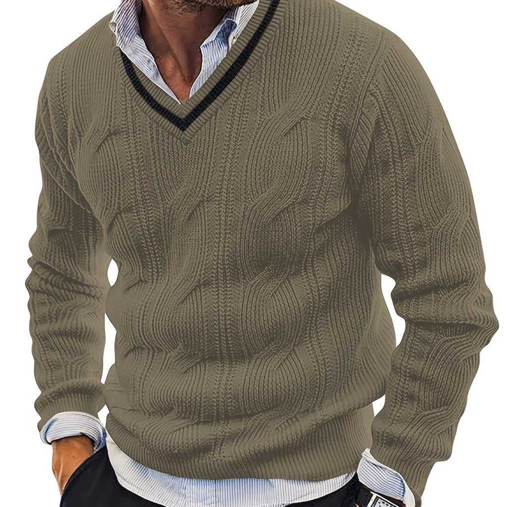 Herren-Strickpullover im Vintage-Stil mit V-Ausschnitt