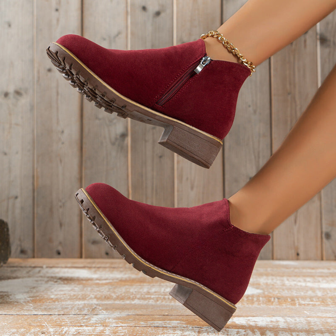 Damen-Stiefeletten Silvia mit Reißverschluss und flachem Absatz