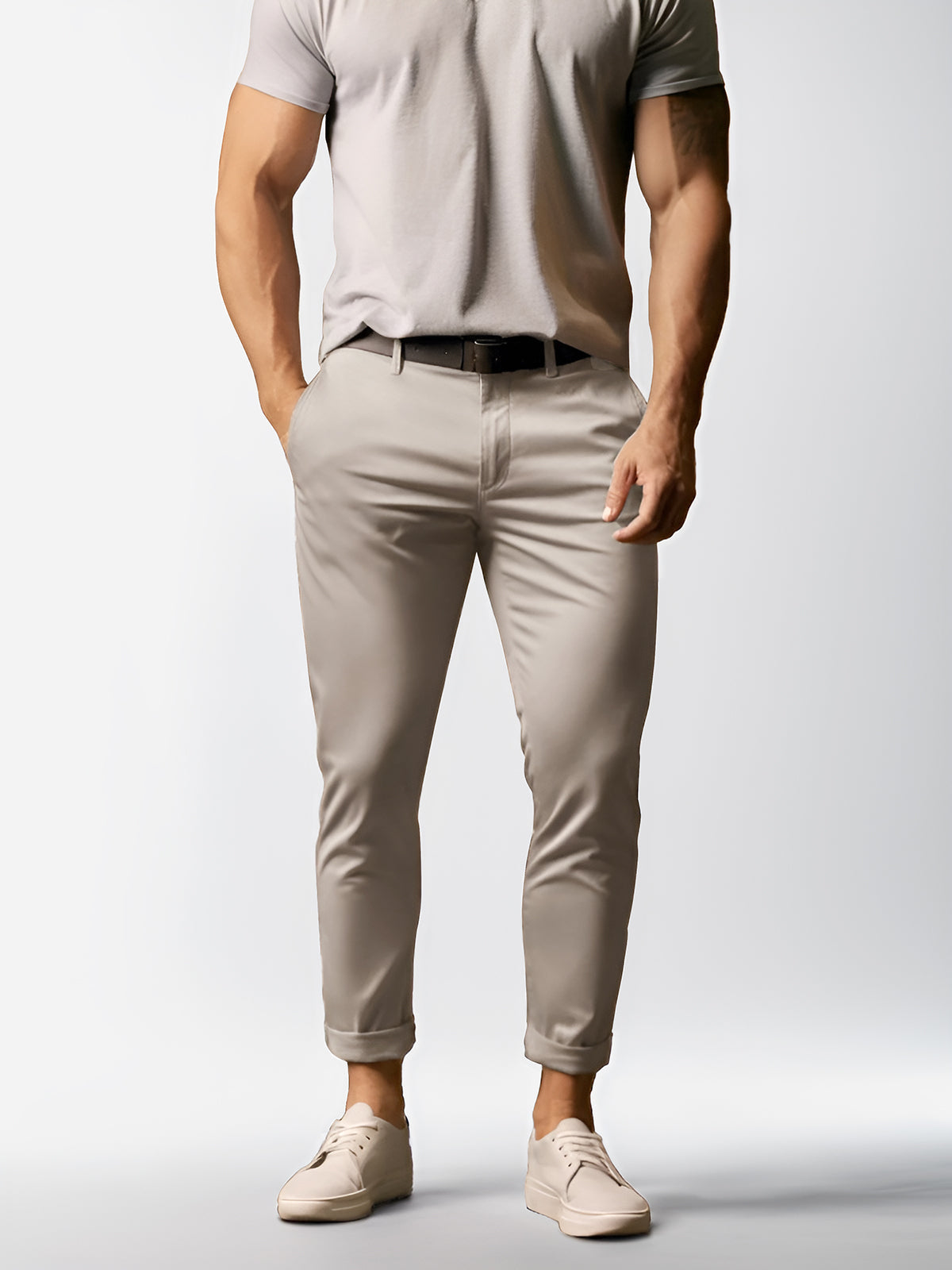 Pflegeleichte Herren-Chinohose aus hochwertigem, dehnbarem Baumwollmischgewebe