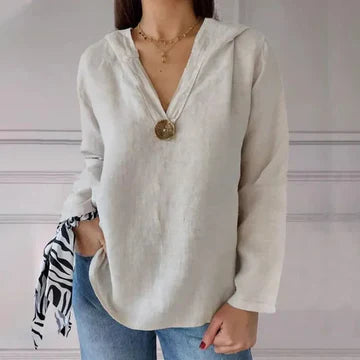 Fudus Kapuzenpullover mit V-Ausschnitt