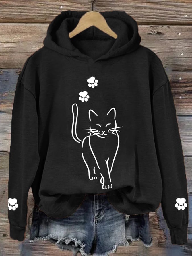 Niedlicher Damen-Katzen-Kapuzenpullover von Fudus