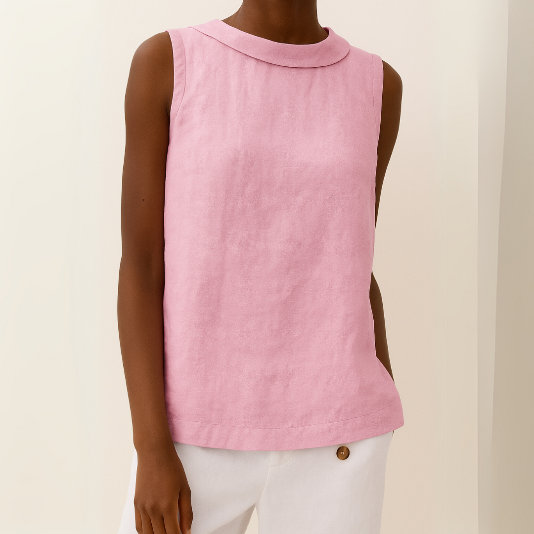 Clara | Damen Ärmellose Bluse Rollkragen einfarbig