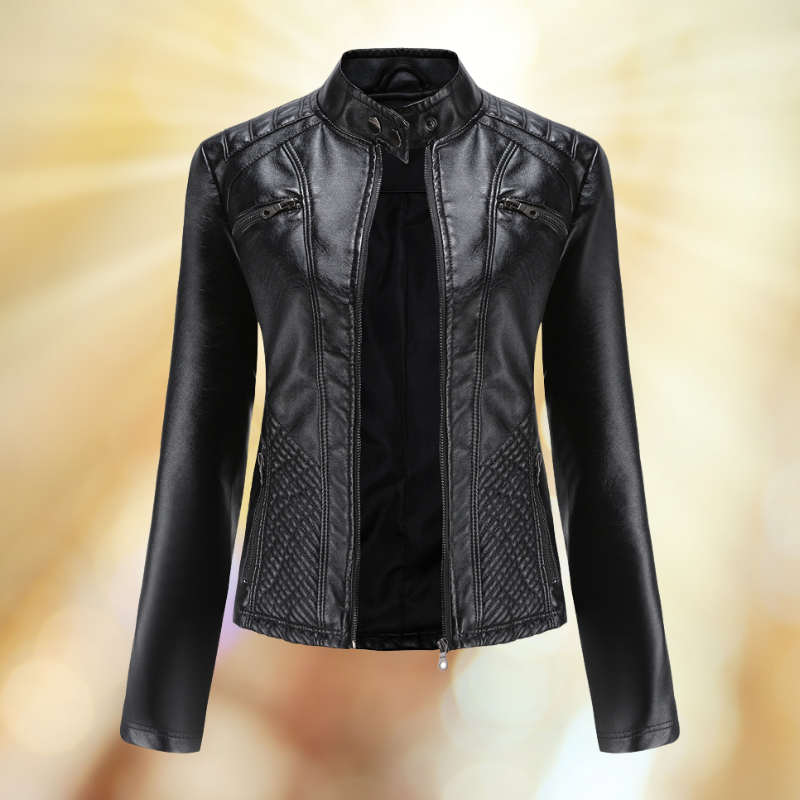 Krohn-e | Bequeme Leder Übergangsjacke für Frauen