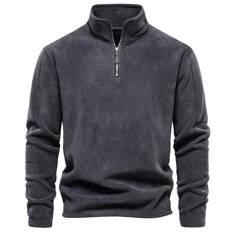 Krohn-e | Strickpullover mit Half-Zip Wollmischung Klassisch und Bequem