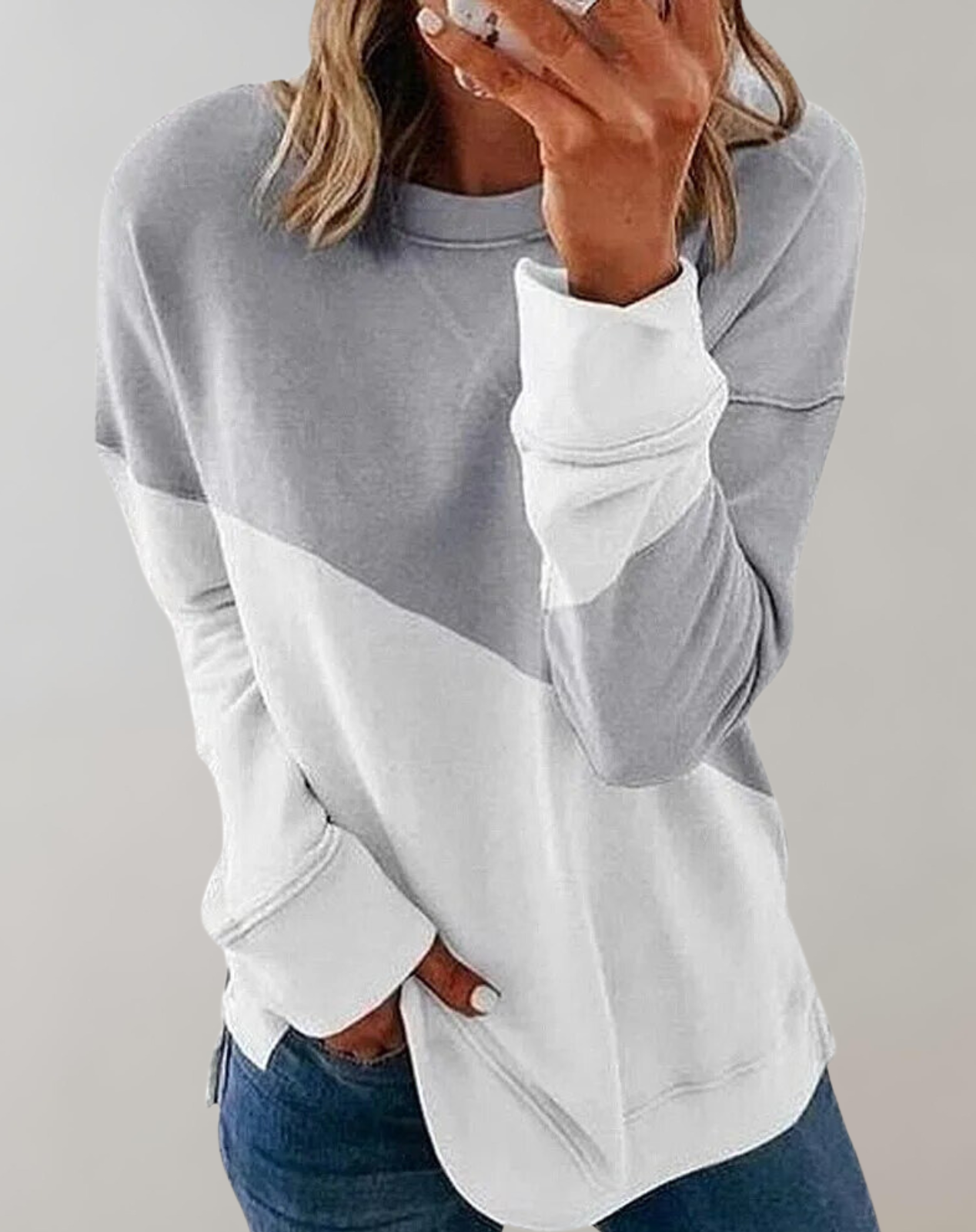 Damen Sweatshirt mit O-Ausschnitt von Fudus