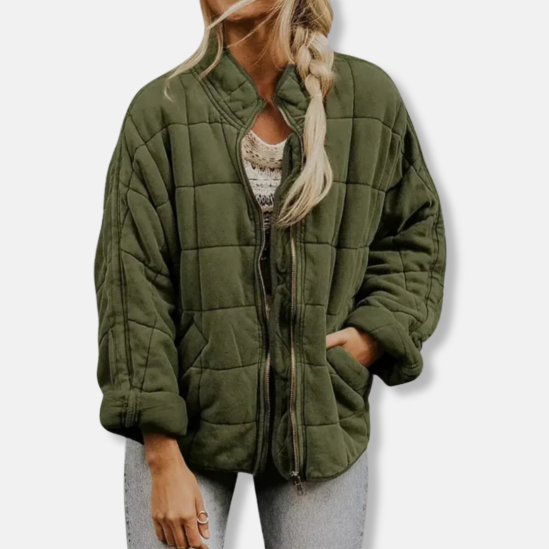 Krohn-e | Steppjacke - Oversized Fit - Stehkragen - Lange Ärmel - Reißverschlussverschluss