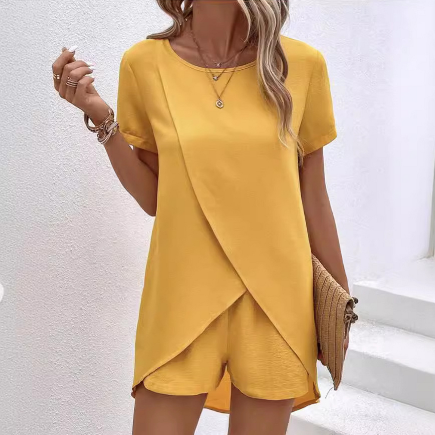KROHN-E Damen Sommer Lounge-Set Leichter Stoff Entspannte Passform