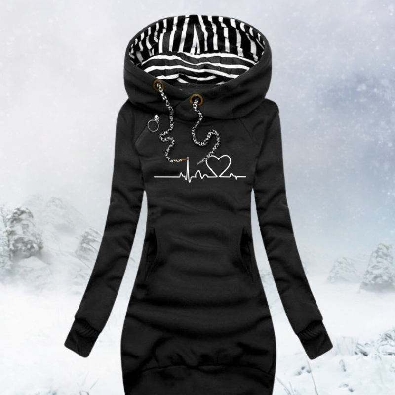 Malia Pullover Dress with Heartbeat Print