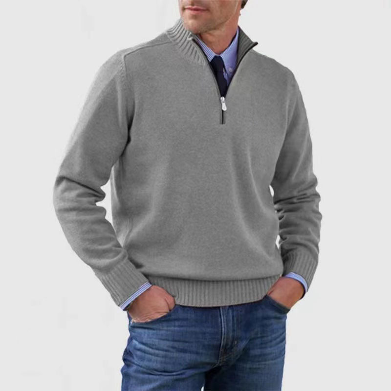 Krohn-e | Herrenpullover Mit Halbem Reißverschluss