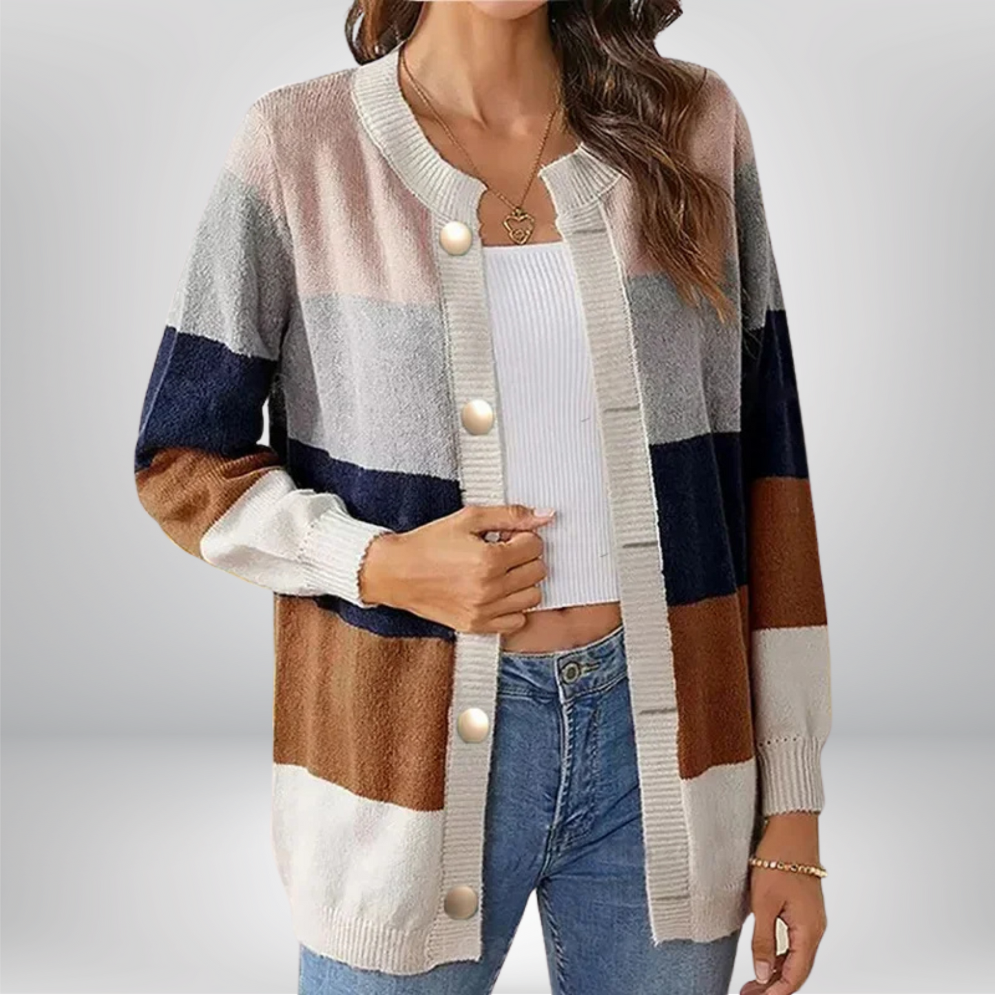 Nashawn gestreifte Strickjacke