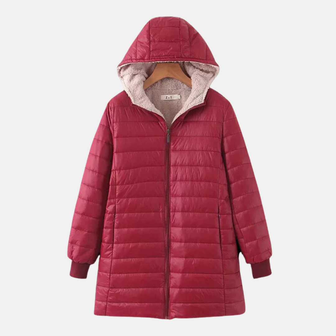 Krohn-e | Steppjacke - Mittellang - Lockere Passform - Fleece-Futter - Kapuze